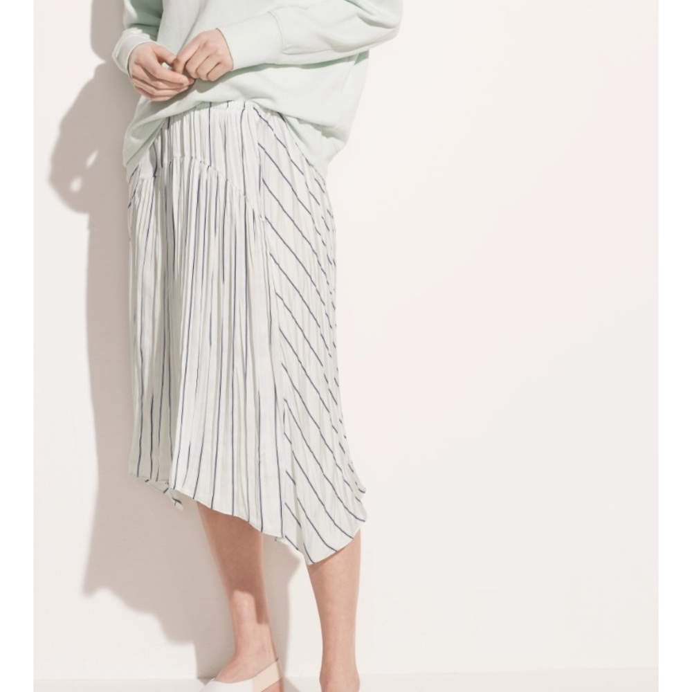 🆕🔥 VINCE STRIPED GAUZE PANEL SKIRT MINT GREEN NWOT SIZE LARGE🔥